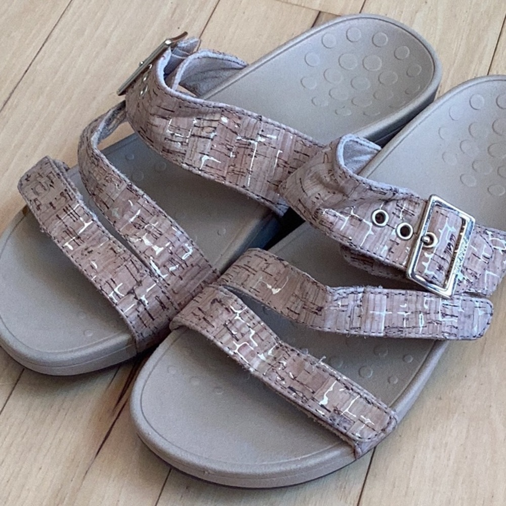Vionic Pacific Rio Tan Gold Cork Adjustable Strap Platform Sandals, women’s 9 - Picture 5 of 16